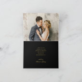 Elegant Zwart Goud Script Binnen Foto Bruiloft Bedankkaart (Binnen)