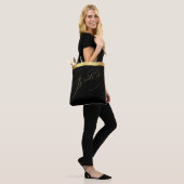 Elegant Zwart Goud Script Bruid Bruiloft Canvas ta Tote Bag (Op model)