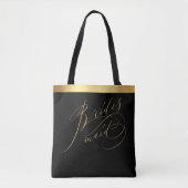 Elegant Zwart Goud Script Bruidsmeisje Canvas tas (Voorkant)