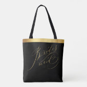 Elegant Zwart Goud Script Bruidsmeisje Canvas tas (Achterkant)