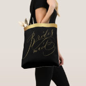 Elegant Zwart Goud Script Bruidsmeisje Canvas tas (Dichtbij)