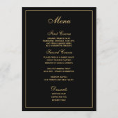 Elegant Zwart Goud Script Bruiloft Menu (Voorkant)