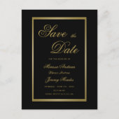 Elegant Zwart Goud Script Bruiloft Save the Date Aankondigingskaart (Voorkant)