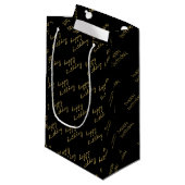 Elegant zwart goud script klein cadeauzakje (Voorkant Gekanteld)
