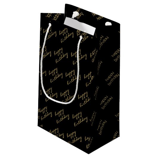 Elegant zwart goud script klein cadeauzakje (Achterkant Gekanteld)