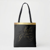 Elegant Zwart Goud Script Moeder van de bruidegom Tote Bag (Voorkant)
