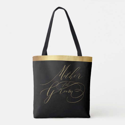 Elegant Zwart Goud Script Moeder van de bruidegom Tote Bag (Achterkant)