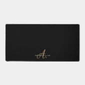 Elegant Zwart Goud Script Monogram Bureaumat (Voorkant)