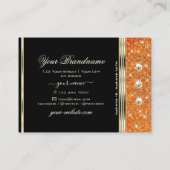 Elegant Zwart Goud Sinaasappel Sparkle Glitter Dia Visitekaartje (Achterkant)