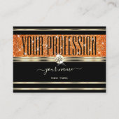 Elegant Zwart Goud Sinaasappel Sparkle Glitter Dia Visitekaartje (Voorkant)