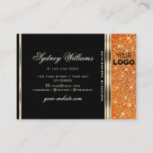 Elegant Zwart Goud Sinaasappel Sparkle Glitter Toe Visitekaartje (Achterkant)