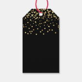 Elegant Zwart Goud Sneeuwvlokken Vrolijk Kerstfees Cadeaulabel (Achterkant)