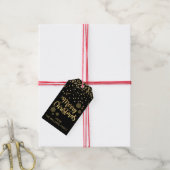 Elegant Zwart Goud Sneeuwvlokken Vrolijk Kerstfees Cadeaulabel (Met Touw)