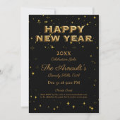 Elegant Zwart Goud Sparkles Prive Oud en Nieuw Kaart (Voorkant)