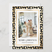 Elegant Zwart Goud Sterrenfoto Vrolijk Kerstfeest Feestdagenkaart (Voorkant)
