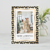 Elegant Zwart Goud Sterrenfoto Vrolijk Kerstfeest Feestdagenkaart (Staand voorkant)