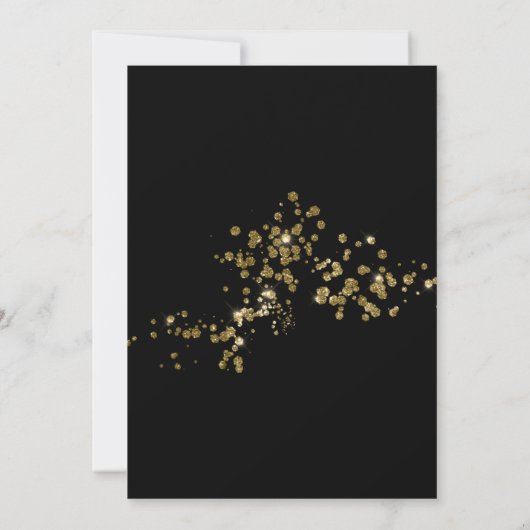 Elegant Zwart Goud Stofje Confetti Volwassen Verja Kaart (Achterkant)