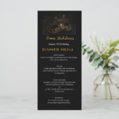 Elegant Zwart Goud Sweet 16 Masquerade Masker Menu (Staand voorkant)
