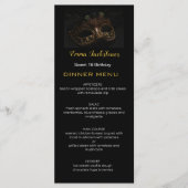 Elegant Zwart Goud Sweet 16 Masquerade Masker Menu (Voorkant)