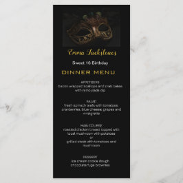 Elegant Zwart Goud Sweet 16 Masquerade Masker Menu