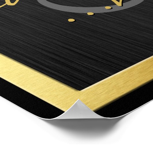 Elegant zwart & goud toen en nu 50 jaar oud poster (Hoek)