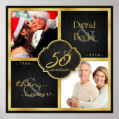 Elegant zwart & goud toen en nu 50 jaar oud poster (Voorkant)