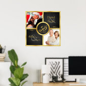 Elegant zwart & goud toen en nu 50 jaar oud poster (Thuiskantoor)