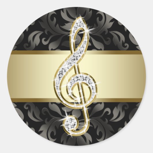 Elegant Zwart Goud Treble Clef Stickers (Voorkant)