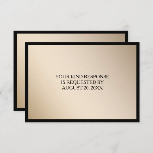 Elegant Zwart Goud Trouwen RSVP (Voorkant / Achterkant)