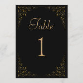 Elegant  Zwart Goud Trouwtafel Nummer Kaart (Achterkant)