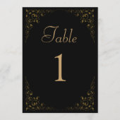 Elegant  Zwart Goud Trouwtafel Nummer Kaart (Voorkant)