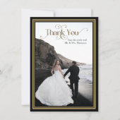 Elegant Zwart Goud Typografie Bruiloft Bedankkaart (Voorkant)