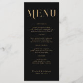 Elegant zwart goud typografie bruiloft diner menu (Voorkant)
