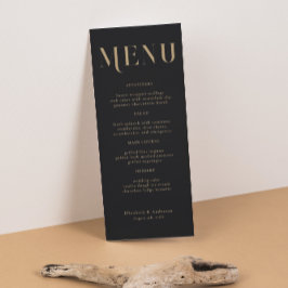 Elegant zwart goud typografie bruiloft diner menu