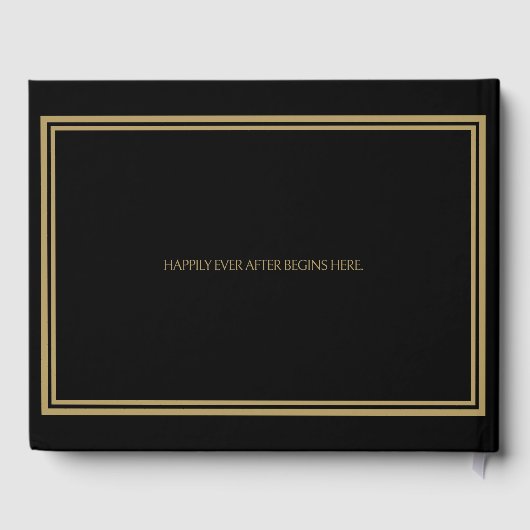 Elegant Zwart Goud  Typografie Bruiloft Gastenboek (Achterkant)