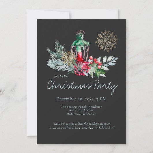 Elegant Zwart Goud Uniek Modern Kerstfeest Kaart (Voorkant)