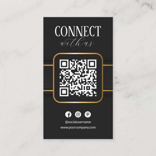 Elegant Zwart Goud Verbind met ons QR Code Social Visitekaartje (Voorkant)