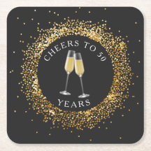 Elegant Zwart & Goud Verjaardag Onderzetter