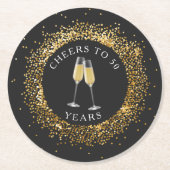 Elegant Zwart & Goud Verjaardagspapier Onderzetter (Voorkant)