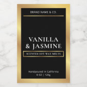 Elegant Zwart & Goud Verpakking Wax Smelt Label Voedselcontainer Etiket (Enkel label)
