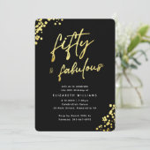 Elegant Zwart Goud Vijftig en Fabulous Verjaardag Kaart (Staand voorkant)