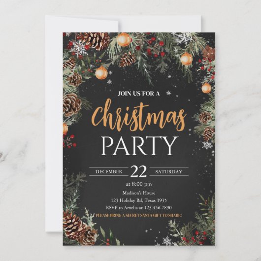 Elegant Zwart Goud Volwassen Bedrijf Kerstfeest Kaart (Voorkant)