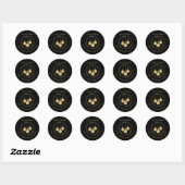 Elegant Zwart Goud Vrolijk Kerstmis Familienaam Ronde Sticker (Vel)