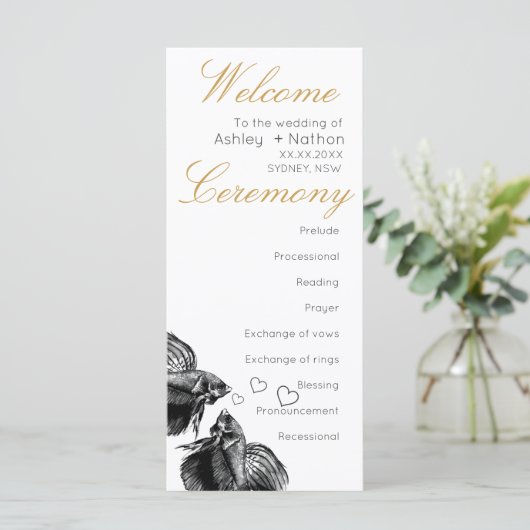 Elegant Zwart Goud Waterverf Vis Bruiloft (Staand voorkant)