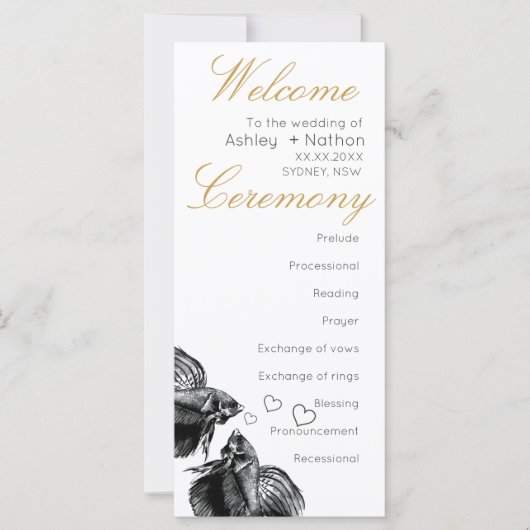 Elegant Zwart Goud Waterverf Vis Bruiloft (Voorkant)