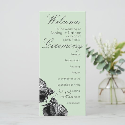 Elegant Zwart Goud Waterverf Vis Bruiloft (Staand voorkant)