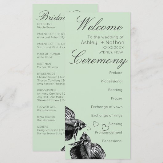 Elegant Zwart Goud Waterverf Vis Bruiloft (Voorkant / Achterkant)