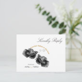 Elegant Zwart Goud Waterverf Vis Bruiloft Briefkaart (Staand voorkant)