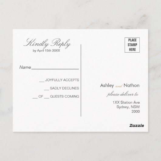 Elegant Zwart Goud Waterverf Vis Bruiloft Briefkaart (Achterkant)