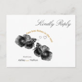 Elegant Zwart Goud Waterverf Vis Bruiloft Briefkaart (Voorkant)